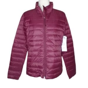 Old Navy Maroon Zip Up Packable Jacket Size Large